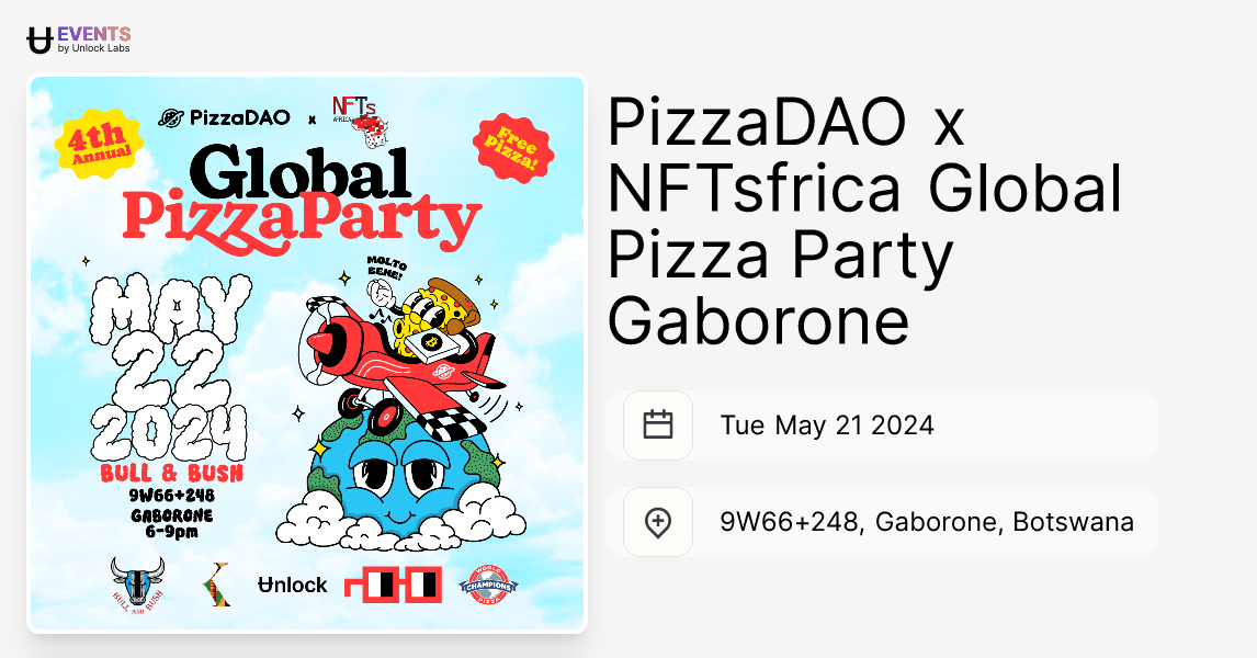 PizzaDAO x NFTsfrica Global Pizza Party Gaborone